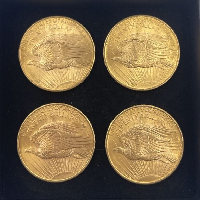 Ensemble de 4 pièces de 20 Dollars "Saint Gaudens" 1908 - Poids net : 133.5 gra…