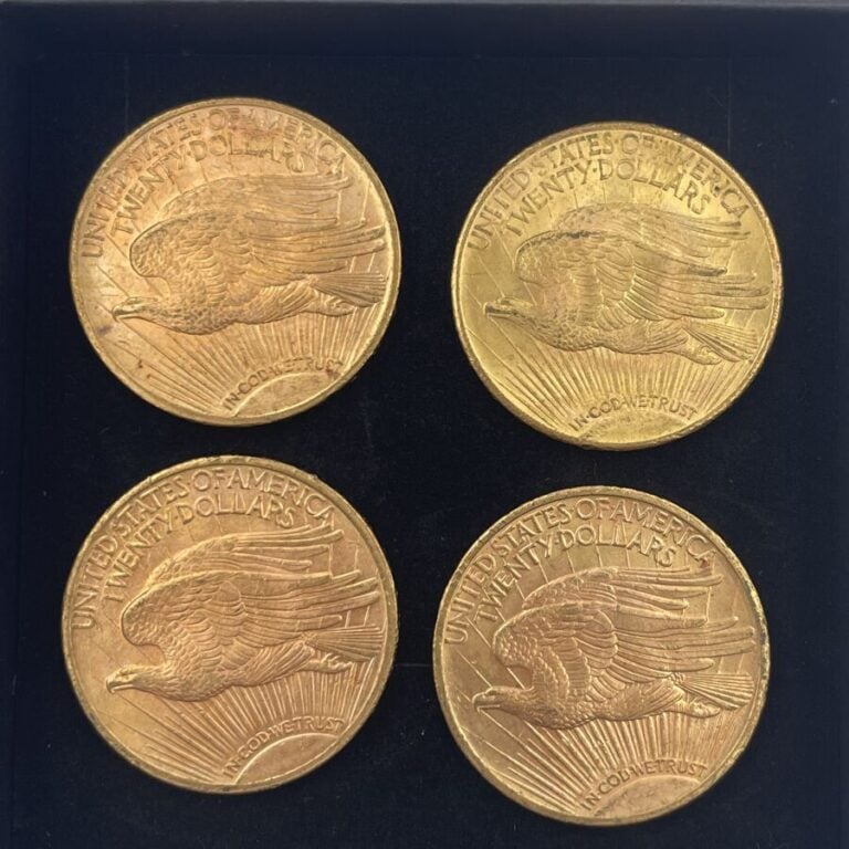 Ensemble de 4 pièces de 20 Dollars "Saint Gaudens ": - 3x1923; 1x1924 - Poids n…