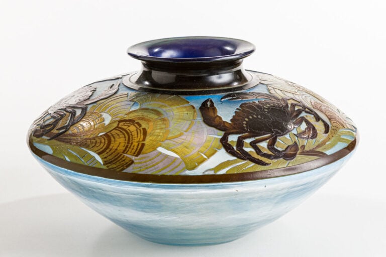 ÉTABLISSEMENTS GALLE - « Crabe et algues » - Rare vase à corps renflé de forme…