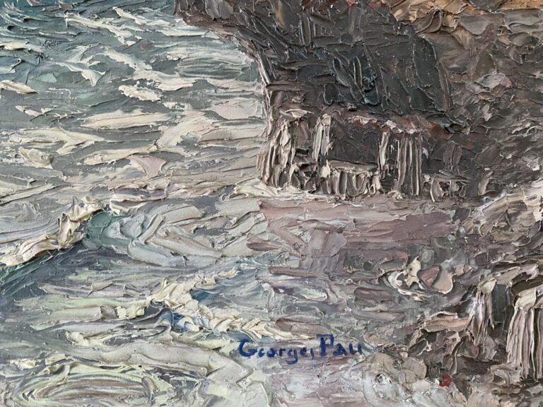 Georges PAU (XXe) - Flots agités - Huile sur carton - Signé en bas à droite - 3…