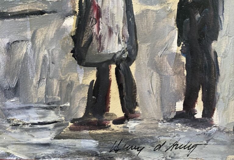 Henri Maurice d'ANTY (1910-1998) - Homme d'église et enfants - Huile sur carton…