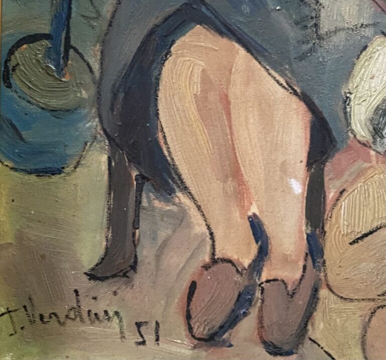 Jacqueline VERDINI (1923) - Mère et son enfant - Huile marouflée sur carton - S…