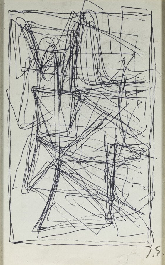 JACQUES GERMAIN (1915-2001) - Cinq compositions - Quatre fusains et un stylo bi…