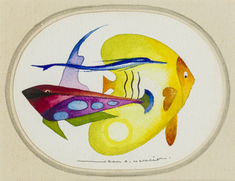 JEAN ADRIEN MERCIER (1899-1995) - Composition ovale - Aquarelle sur papier, sig…