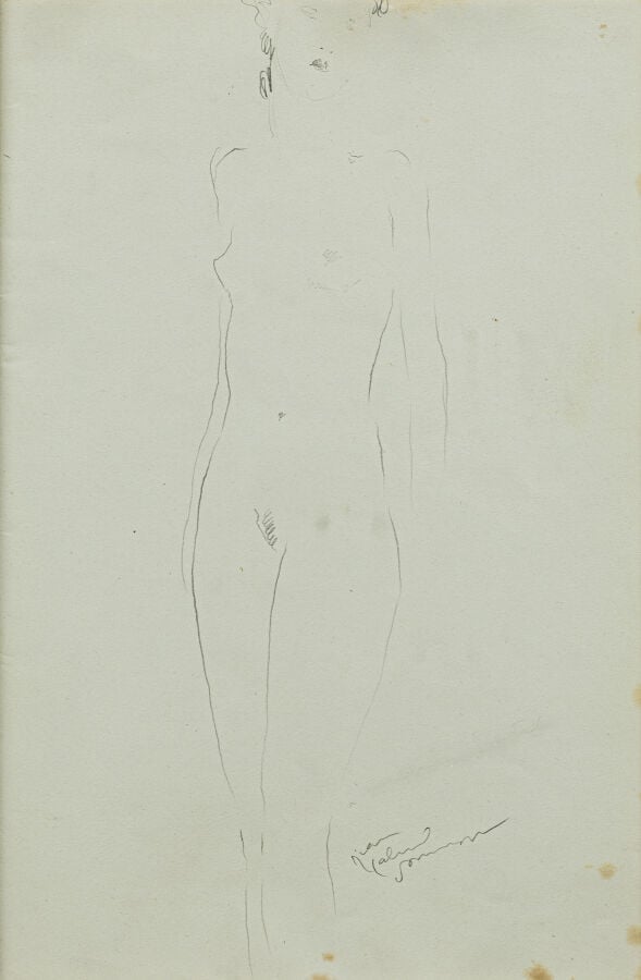 JEAN-GABRIEL DOMERGUE (1889-1962) - Femme nue debout, double face, au dos : nu…