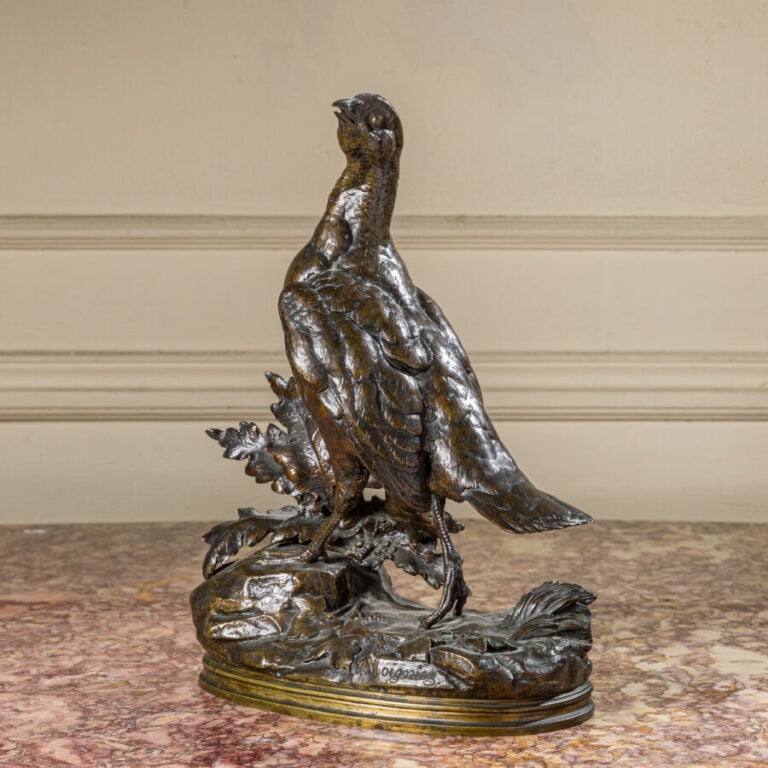 Jules MOIGNEZ (1835-1894) - Perdrix au rappel - Bronze à patine brune, signé su…