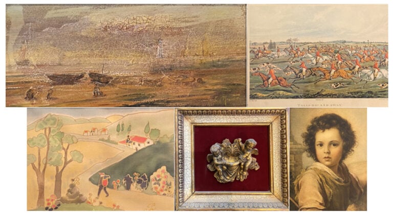 Lot d'environ 15 pièces encadrées et divers représentant portrait de jeune garç…