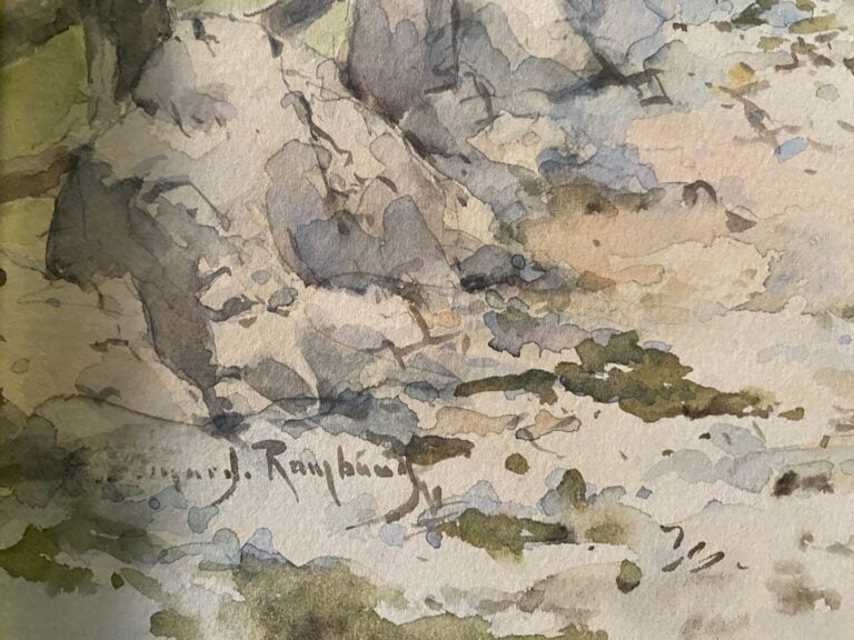 Louis Rambaud (XIX-XX siècles) - Berger à la montagne - Aquarelle marouflée sur…