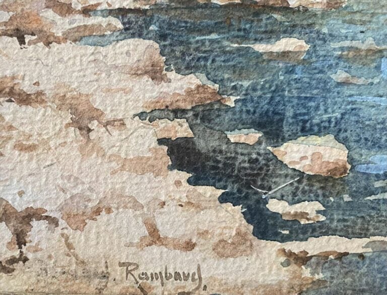Louis RAMBAUD (XIX-XX) - Vue de pont dans l'arrière pays niçois - Aquarelle con…