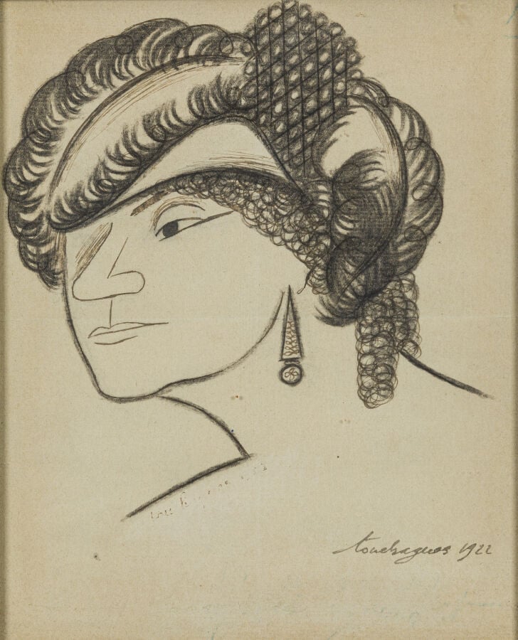 LOUIS TOUCHAGUES (1893-1974) - Portrait de Jeanne Avril, 1922. - Fusain et cray…