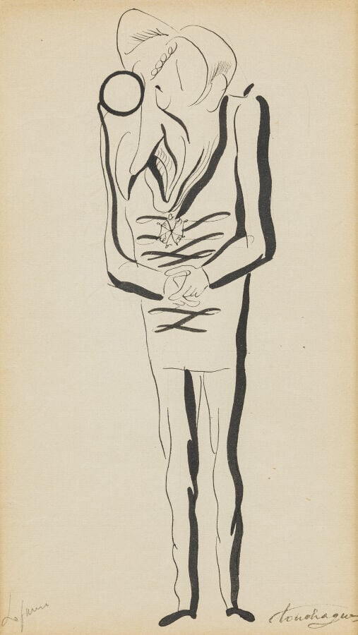 LOUIS TOUCHAGUES (1893-1974) - Portrait de Jeanne Avril, 1922. - Fusain et cray…