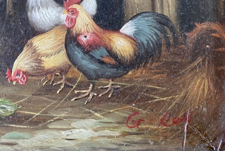 Mannette comprenant treize tableaux sur le thème des animaux dont une huile sur…