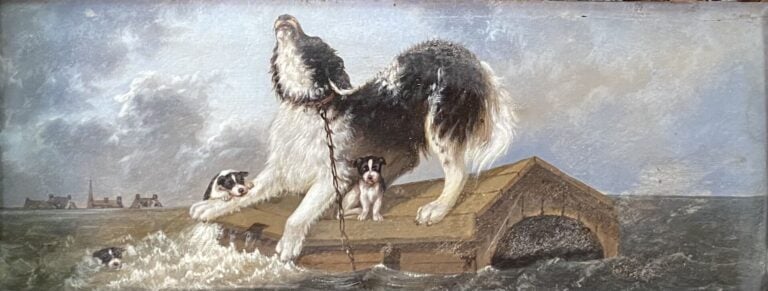 Mannette comprenant treize tableaux sur le thème des animaux dont une huile sur…