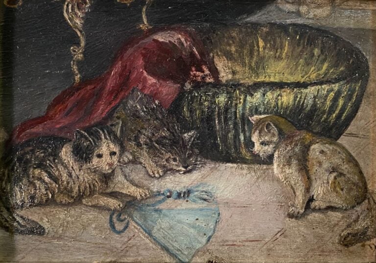 Mannette comprenant treize tableaux sur le thème des animaux dont une huile sur…