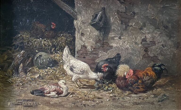 Mannette comprenant treize tableaux sur le thème des animaux dont une huile sur…