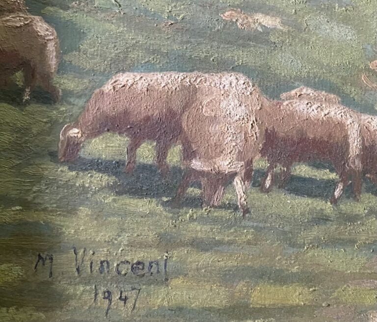 M.VINCENT - Troupeaux du côté de Valberg - Huile sur panneau - Signé en bas à g…
