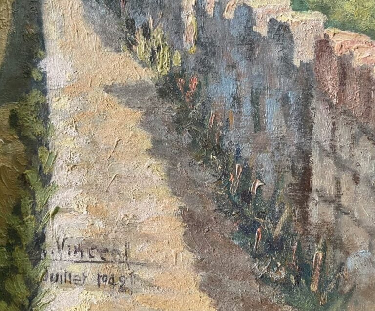 M.VINCENT - Vue de Saint-Paul - Huile sur carton - Signé en bas à gauche et dat…