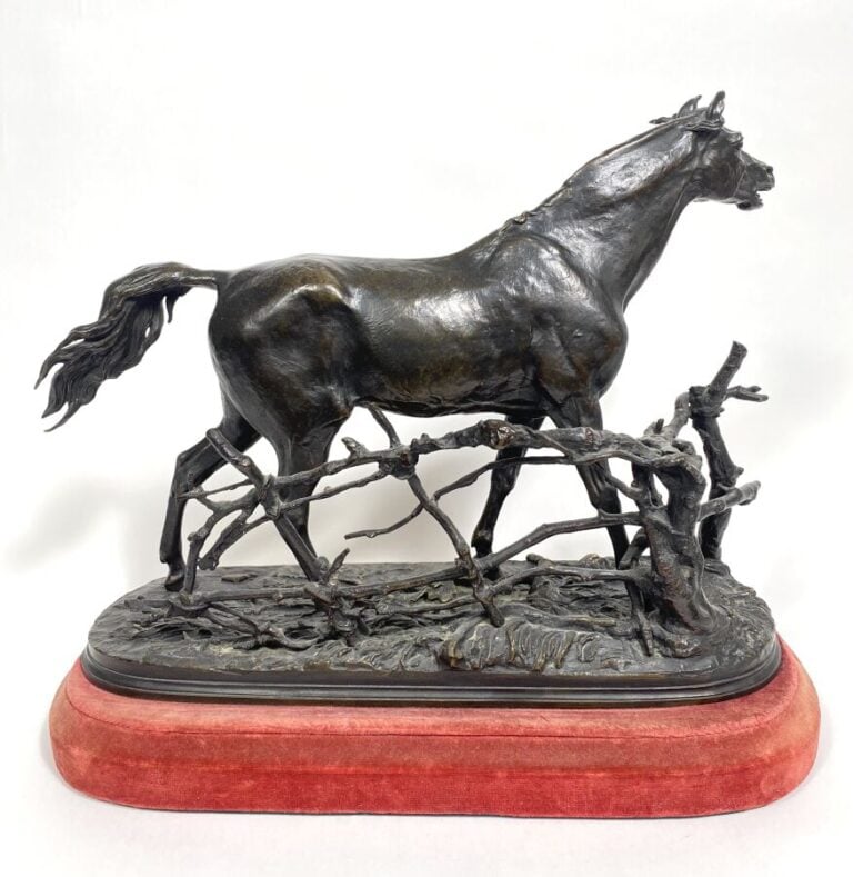 Pierre-Jules MÈNE (1810-1879) d'après - Cheval à la barrière, Djinn étalon Barb…