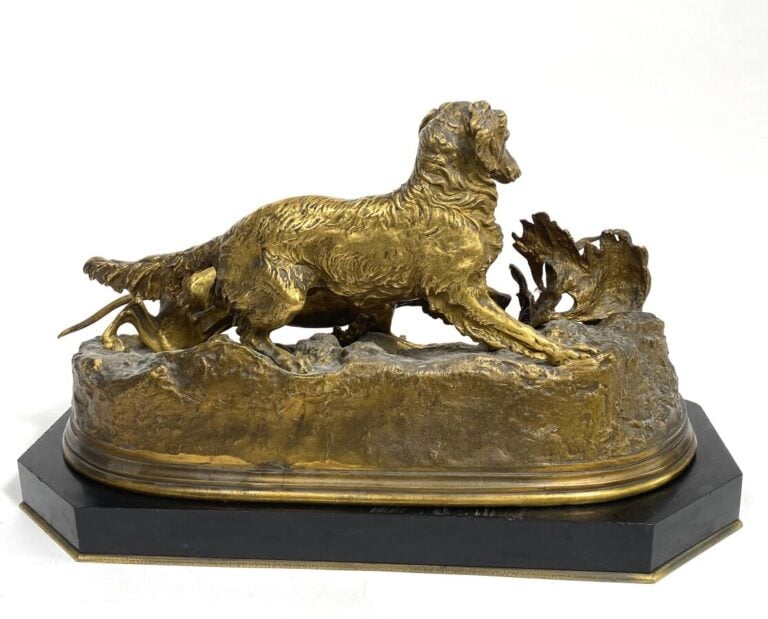 Pierre-Jules MENE (1810-1879) - "Deux chiens de chasse à l'arrêt devant une per…