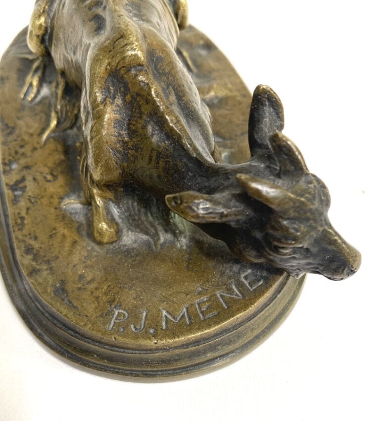 Pierre-Jules MENE (1810-1879)d'après - Deux chèvres couchées - B6 x 12 cm et 7…