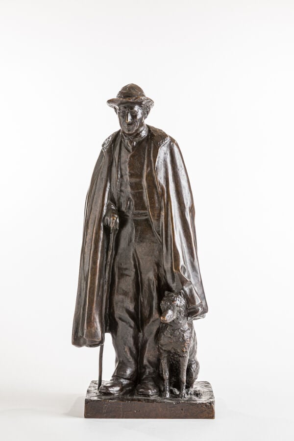 Raoul LAMOURDEDIEU (1877-1953) - Homme et chien - Bronze à patine brune, signé…