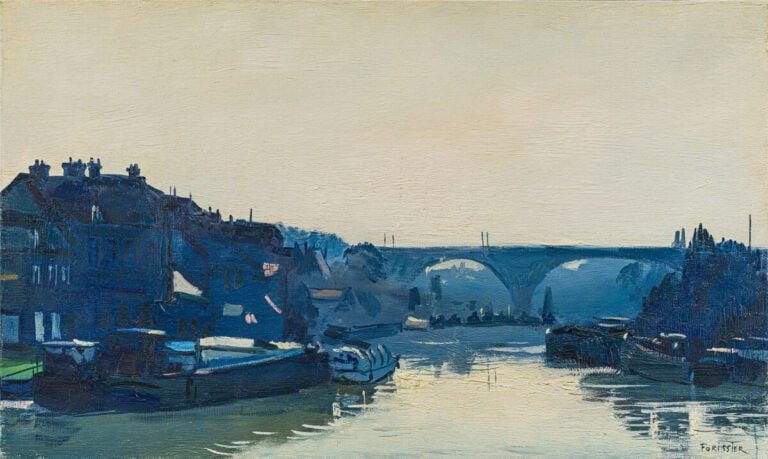 ROGER FORISSIER (1924-2003) - Péniches sur la Seine. - Huile sur toile, signée…