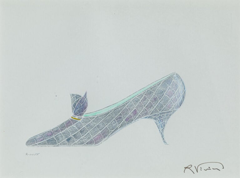 ROGER VIVIER (1907-1998) - Projets de chaussures - Cinq techniques mixtes sur p…
