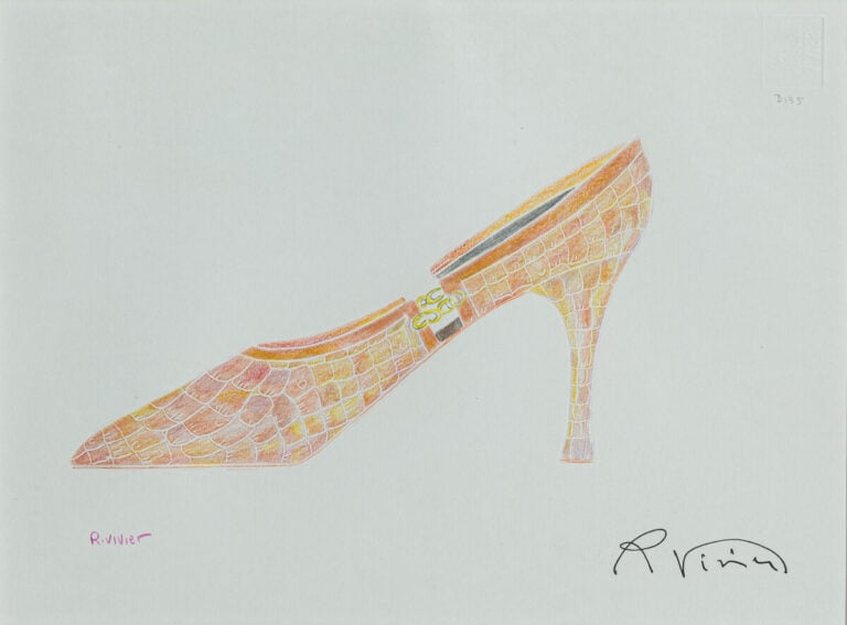 ROGER VIVIER (1907-1998) - Projets de chaussures - Cinq techniques mixtes sur p…