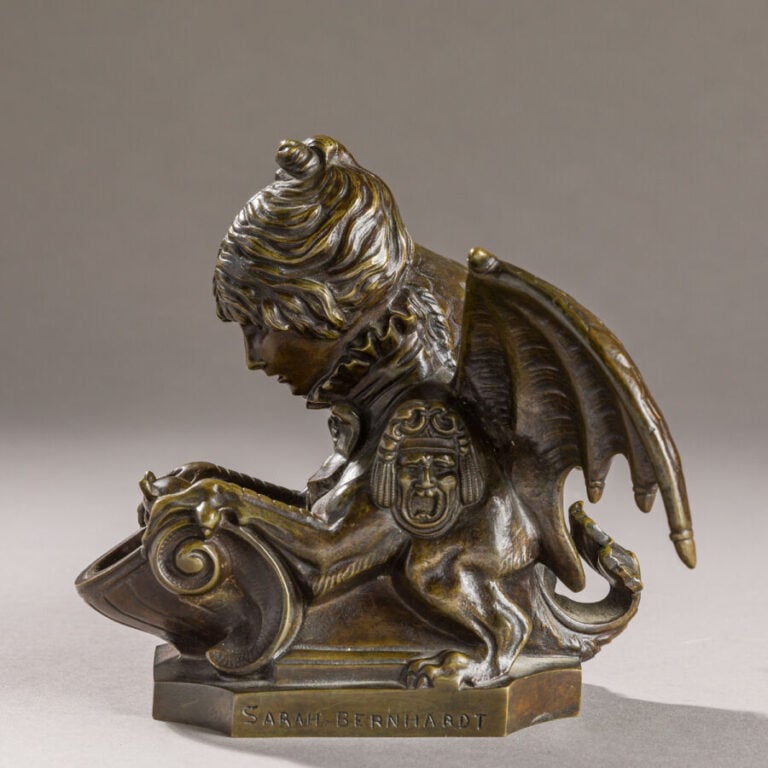 SARAH BERNHARDT (1844-1923) - Autoportrait en chimère - Sculpture formant encri…