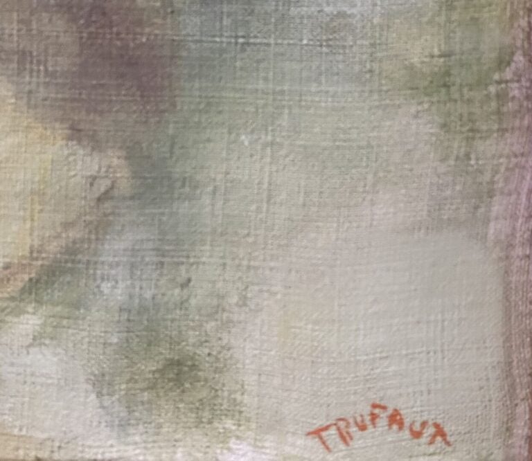 TRUFAUX ? - Jeune garçon au pull rayé - Huile sur toile - Signé en bas à droite…