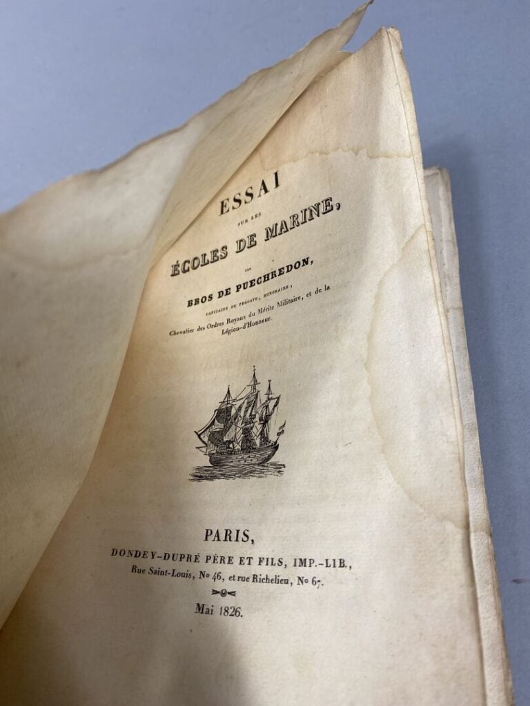 BROS de PUECHREDON : - Essai sur les écoles de marine. - Paris. Dondrey Dupré,…