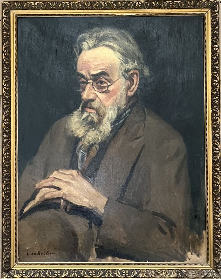 C. LEBRETON - Portrait d'homme à la barbe - Huile sur toile, signée en bas à ga…