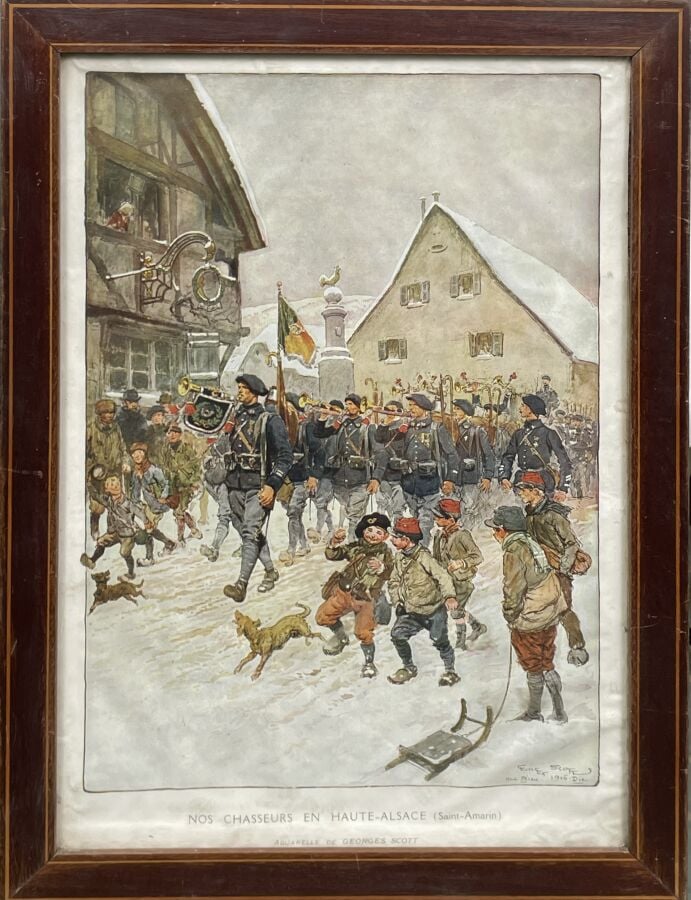 D'après Georges SCOTT - Nos chasseurs en haute-Alsace - Impression - 50 x 35 cm…