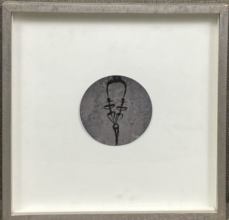 ECOLE MODERNE - Composition circulaire - Technique mixte - Diamètre : 8.5 cm -…