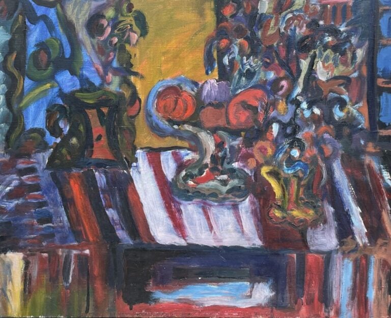 Ensemble comprenant : - - DJADEL - Composition - Huile sur toile, non signée -…