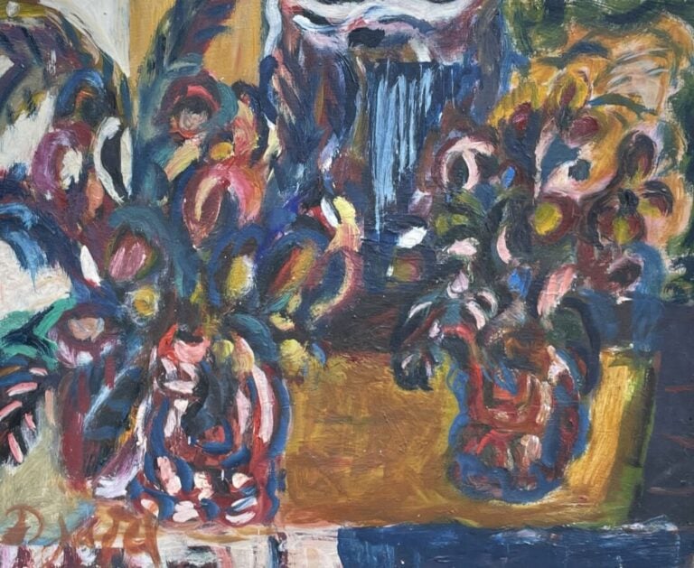 Ensemble comprenant : - - DJADEL - Composition - Huile sur toile, non signée -…