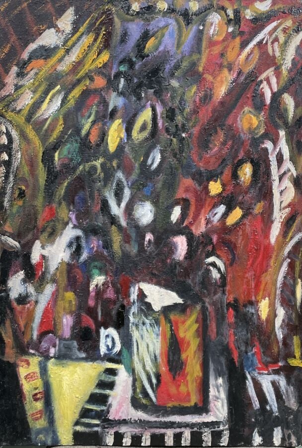 Ensemble comprenant : - - DJADEL - Composition - Huile sur toile, non signée -…