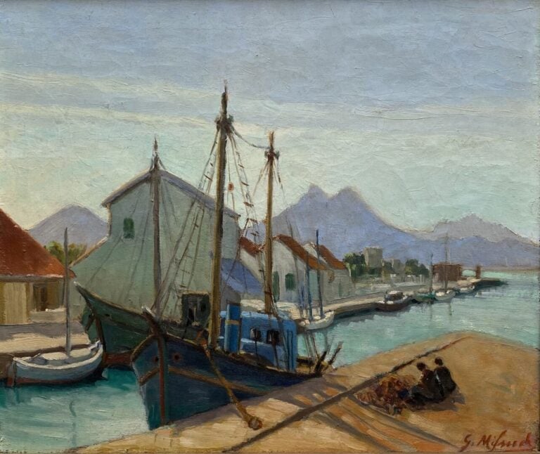 Gaëtan MIFSUD (1905-1990) - Vue d'un port - Huile sur toile - Signée en bas à d…