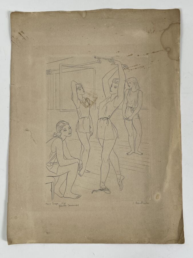 Jacques BOULLAIRE (1893-1976) - Quatre danseuses - Gravure, hors tirage 1/10 -…