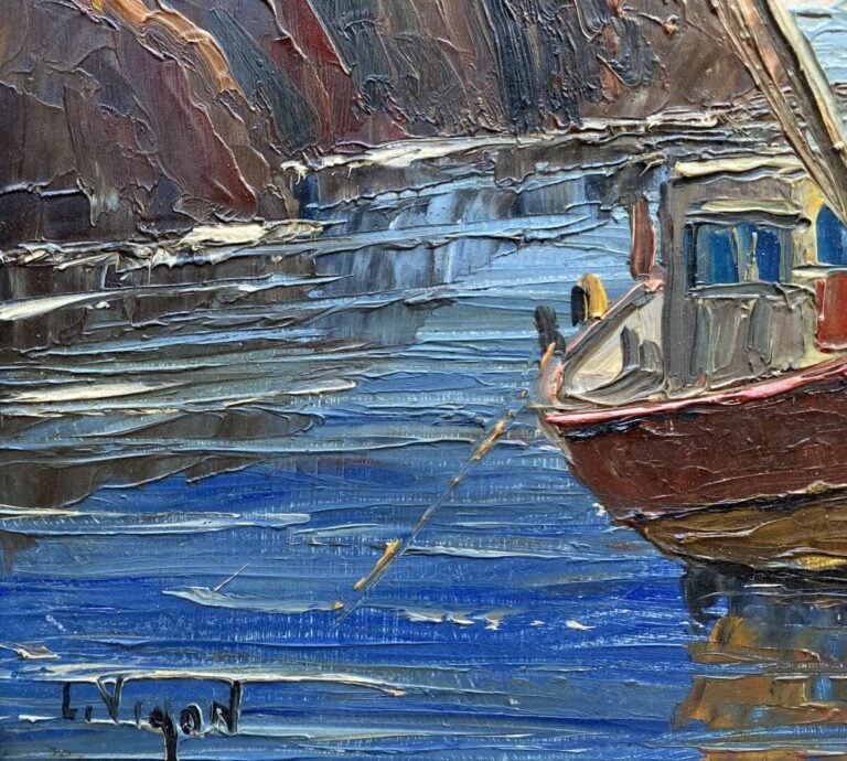 Louis Jacques VIGON (1897-1985) - Bateaux de pêche en bord de mer - Huile sur i…