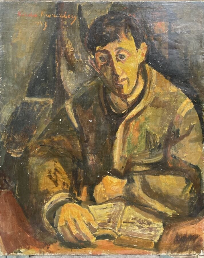 Maike Adriana KRONENBERG (1886-?) - Homme lisant - Huile sur toile, signée et s…