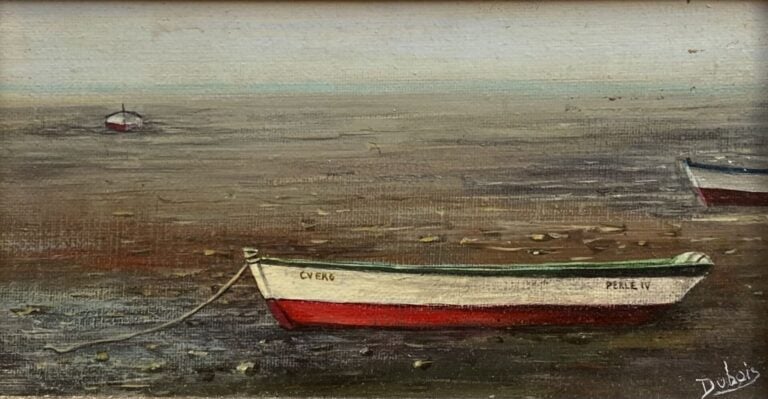 Mannette d'environ 10 tableaux et divers sur le thème de bord de mer, campagne,…