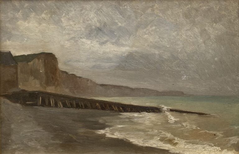 Mannette d'environ 10 tableaux et divers sur le thème de bord de mer, campagne,…