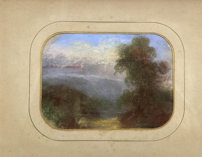 Mannette d'environ 10 tableaux et divers sur le thème de bord de mer, campagne,…