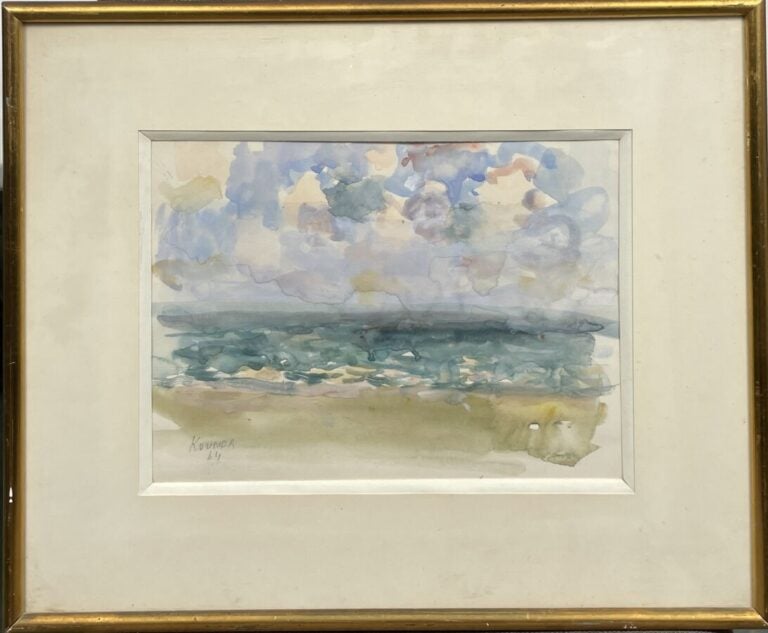 Olejnik KOVNER - Paysage de bord de mer - Aquarelle, signée en bas à gauche et…