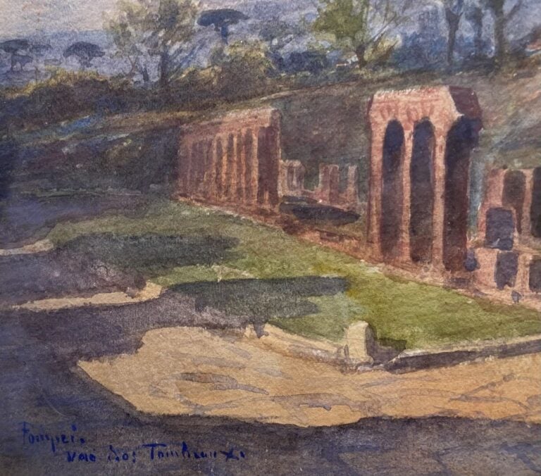 Pierre GUSMAN (1862-1942) - Pompéi, voie des tombeaux - Aquarelle - Signé et da…