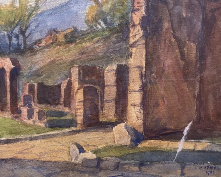 Pierre GUSMAN (1862-1942) - Pompéi, voie des tombeaux - Aquarelle - Signé et da…