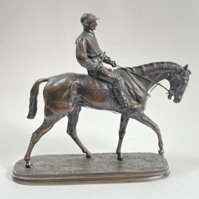 Pierre-Jules MENE (D'après) (1810-1879) - Jockey à cheval - Bronze à patine bru…