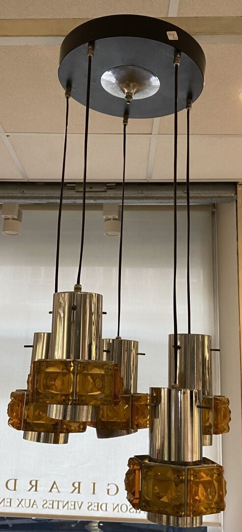 RAAK Amsterdam, dans le goût - Suspension cascade à 5 bras de lumière en alumin…