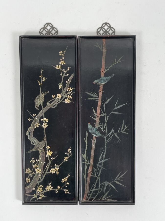 THANH LE - "Oiseau dans des branches de cerisier" - "Oiseaux sur un bambou" - D…